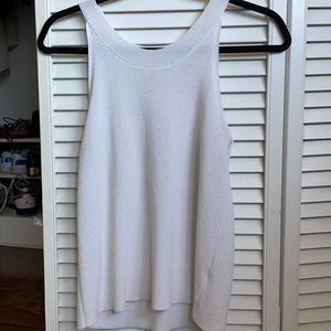 White Threaded Scoop Neck Sleeveless Tank Top